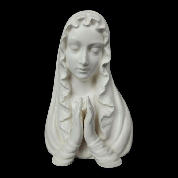 Virgin Mary Planter Ceramic VTG Holy Blessed Mother Madonna White Praying